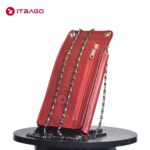 Maroon leather ladies chain wallet