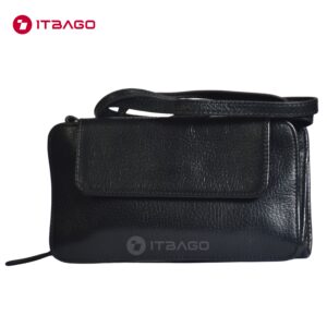 Black leather lace large wallet