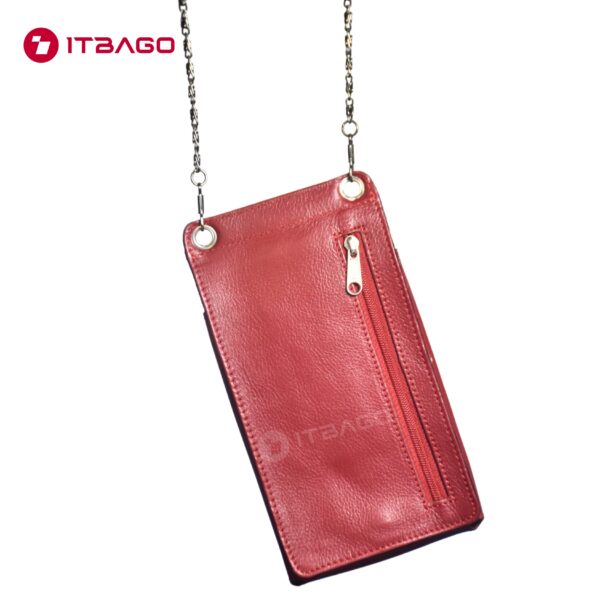 Maroon leather ladies chain wallet