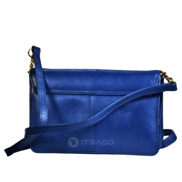 Blue leather ladies hand bag