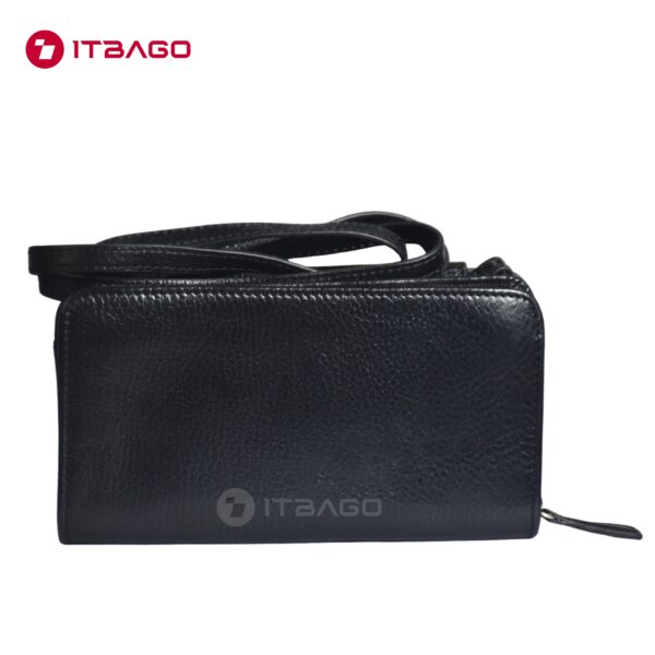Black leather lace large wallet