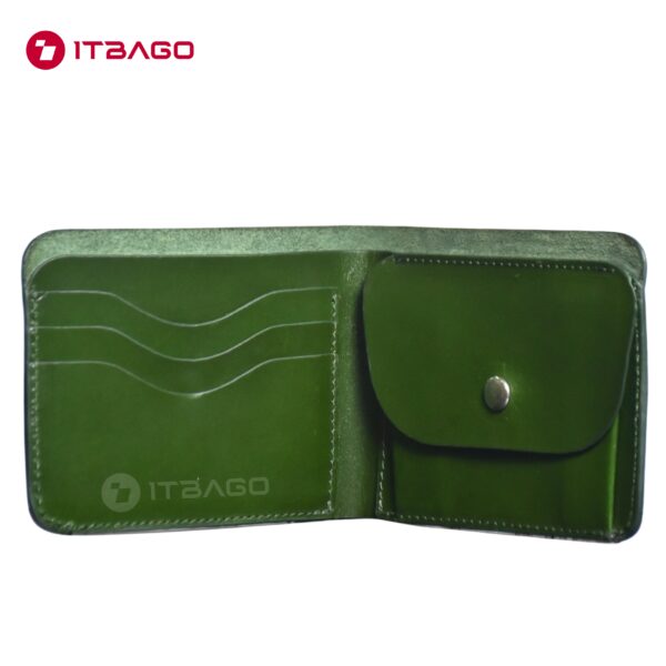 Green mans leather slim wallet