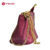 Maroon leather golden chain ladies hand bag