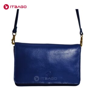 Blue leather ladies hand bag